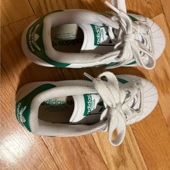adidas Superstar White and Green Sneakers - Picture 8 of 10